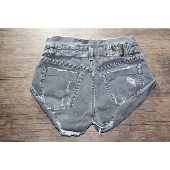 One X Oneteaspoon High Waist Cutoff Roll Cuff Shorts Black Cutout Waist Size 25 - Picture 2 of 12